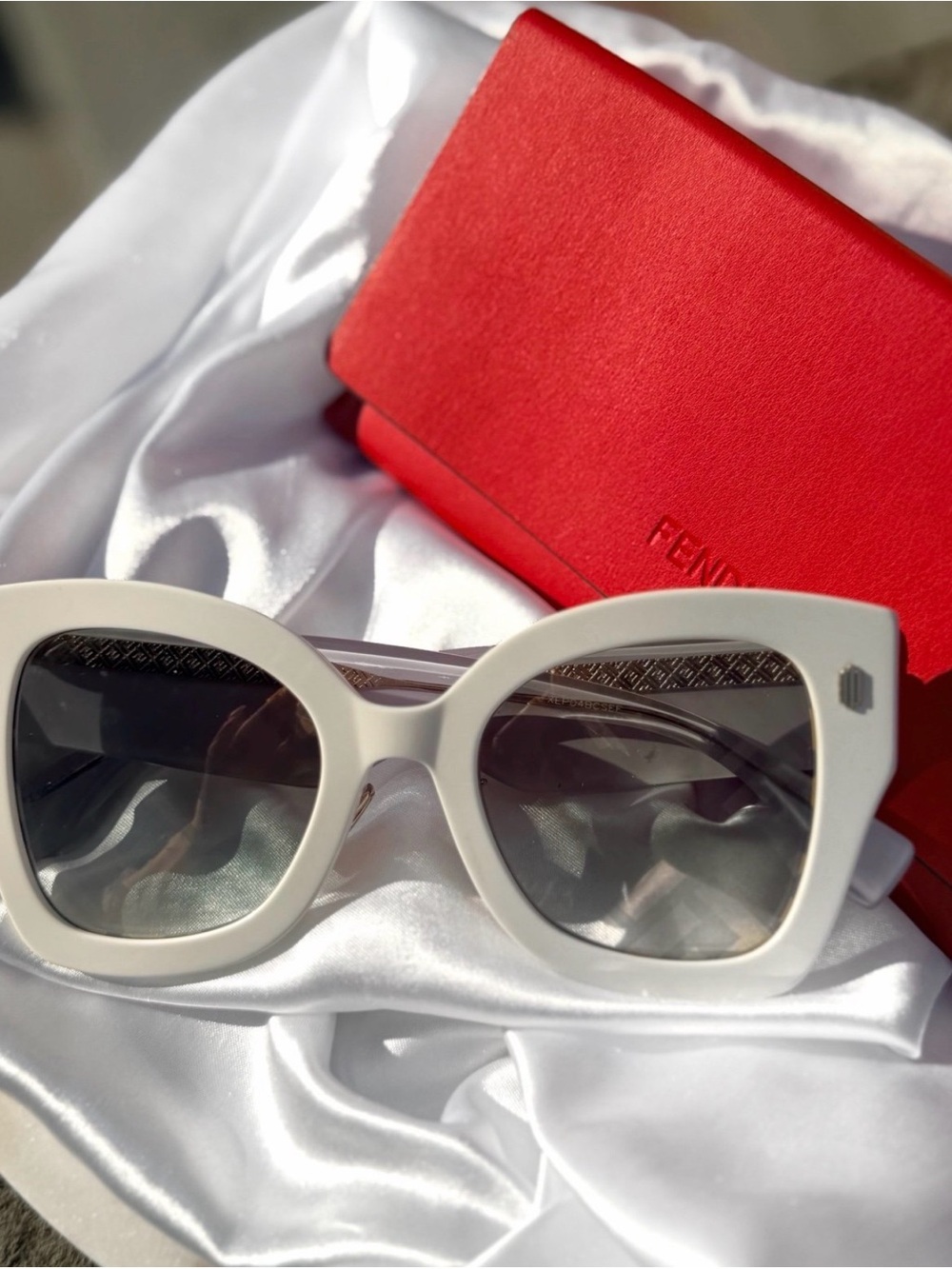 FENDI 51mm Cat Eye White Sunglasses